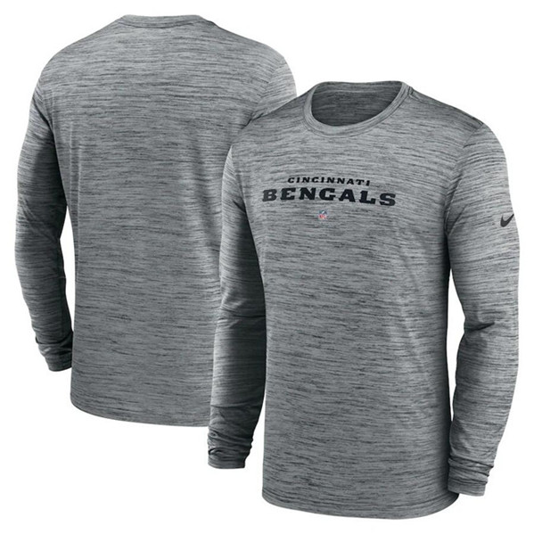 Cincinnati Bengals Heather Gray Sideline Team Velocity Performance Long Sleeve T-Shirt